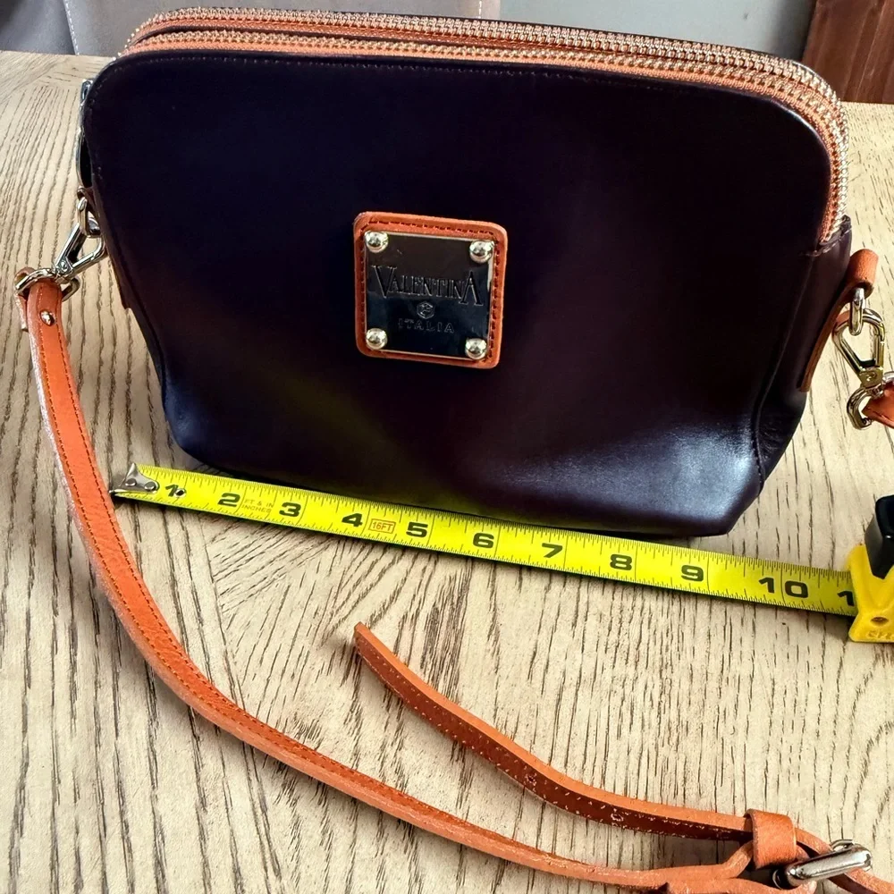 VALENTINA ITALIA Womens Crossbody Bag Dark Burgundy Leather MADE IN ITALY